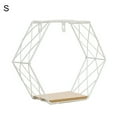 thumbnail image 2 of SPRING PARK Floating Shelves Wall Mounted Metal Wire Art Hexagon Shelves with Solid Wood Board for Plant Display, Storage Rack & Organiser, Home Decoration Wall Shelf, 2 of 7