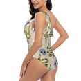 thumbnail image 4 of Picia Skull Snake Pattern Women's One Piece Swimsuits,One Shoulder Swimwear Asymmetric ,Ruffle Monokinis Bathing Suits,High Waisted Flattering Bathing Suits-Medium, 4 of 8