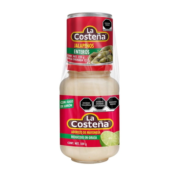 Aderezo mayonesa La Costeña 500 g + jalapeños enteros 220 g