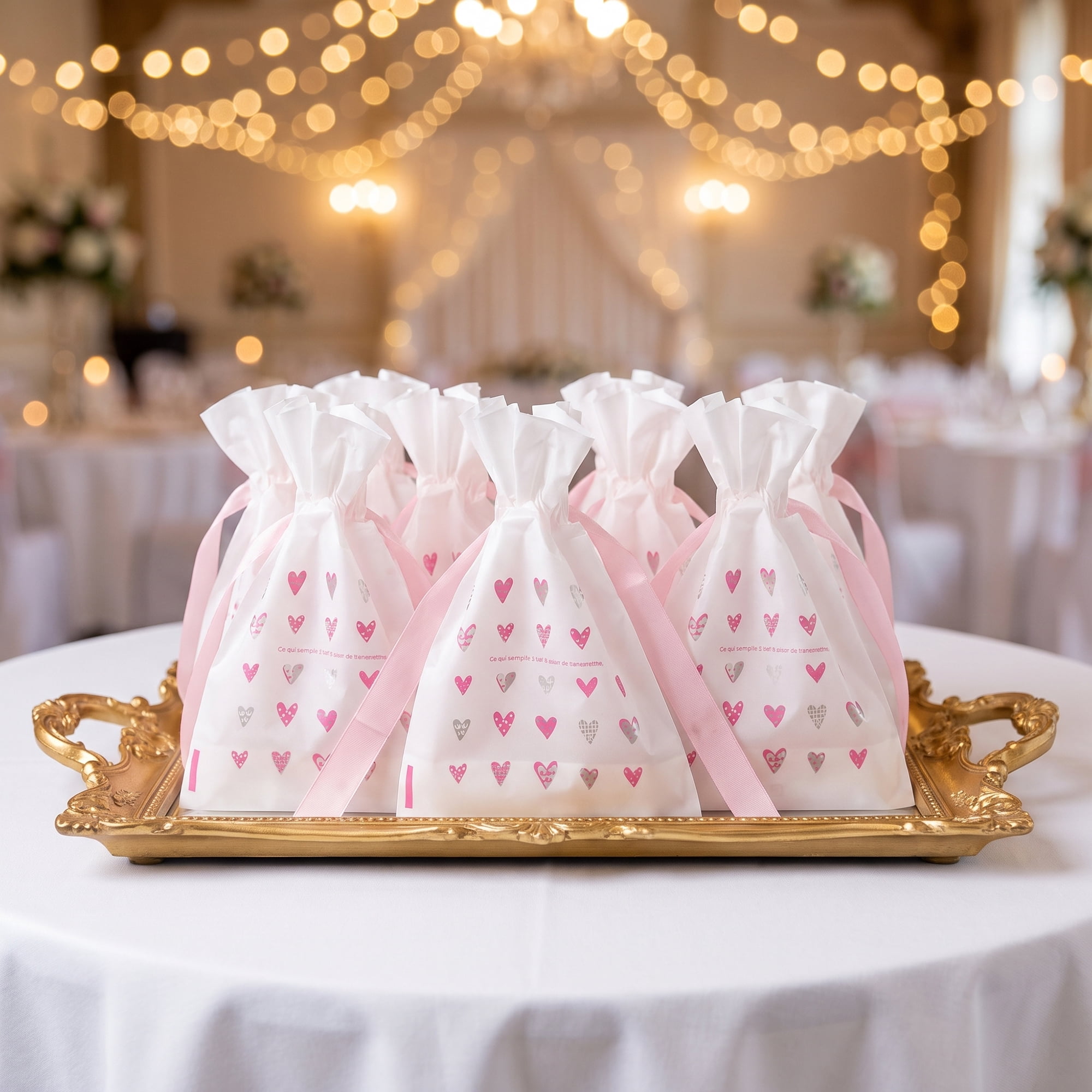 Unique Bargains 10Pcs Multi-Purpose Waterproof Gift Bags with Handles Pink 4.7" x 6.7"