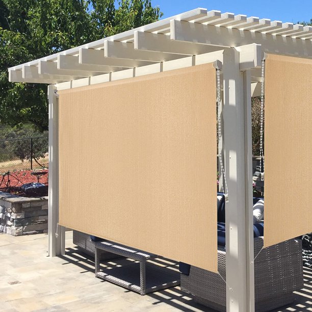 JIUJIANG Outdoor Roller Shade 4'(W) x6'(H) Exterior Roll Up Shade