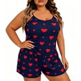 thumbnail image 3 of Asxite Pajamas for Women Set Solid Plus Size Satin Print Camisole Set Loungewear 2 Piece, 3 of 5
