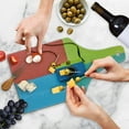 thumbnail image 4 of Pastel Cutting Board, Retro Style Fashion Film Camera on Colorful Backdrop Hipster Pop Urban Accessories, Tempered Glass Cutting and Serving Board, Wine Bottle Shape, Multicolor, by Ambesonne, 4 of 5