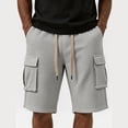 thumbnail image 4 of cllios Waffle Knit Cargo Shorts for Men Multi Side Flap Pockets Elastic Drawstring Waist Solid Color Casual Summer Streetwear Shorts, 4 of 6
