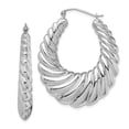 thumbnail image 4 of 925 Sterling Silver Rhodium-plated Fancy Shrimp Hoop Earrings, 4 of 5