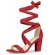 thumbnail image 1 of Sandalias con Cordones Entrecruzadas Allegra K Tacones de Bloque medio Mujer Rojo 38, 1 of 7