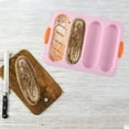 thumbnail image 4 of 4-Cavity Silicone Bread Pan | Non-Stick Sourdough Mold | Heat-Resistant Baking Pan for Homemade Sandwich Rolls | 13.4x9.4 Inch Green White Pink Options, 4 of 7