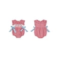 thumbnail image 2 of BemeyourBBs Newborn Baby Girls 4th of July Outfits Fourth of July Smocked Bubble Romper Fly Sleeve USA Flag Embroidery Bodysuits Summer Independence Day Clothes, 2 of 9