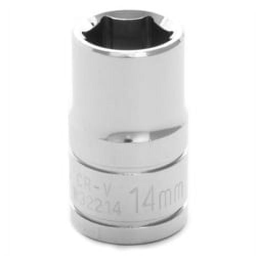 Chrome Socket, 1/2"" Drive, 14mm, 6 Point, Shallow