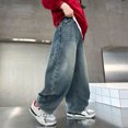 thumbnail image 2 of Caixia Boys Baggy Cargo Jeans Wide Leg Skater Pants | Soft Denim, Elastic Waist, Cargo Pockets, Loose Fit, Hop Streetwear, 2 of 6