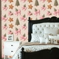 thumbnail image 2 of Peel and Stick Wallpaper 23.6in x 9.8ft Cute Pink Christmas Bows Gingerbread Star Cookies Contact Paper Vinyl Self-Adhesive Removable Wall Paper for Bedroom DIY Home Decor Renter Friendly, 2 of 8