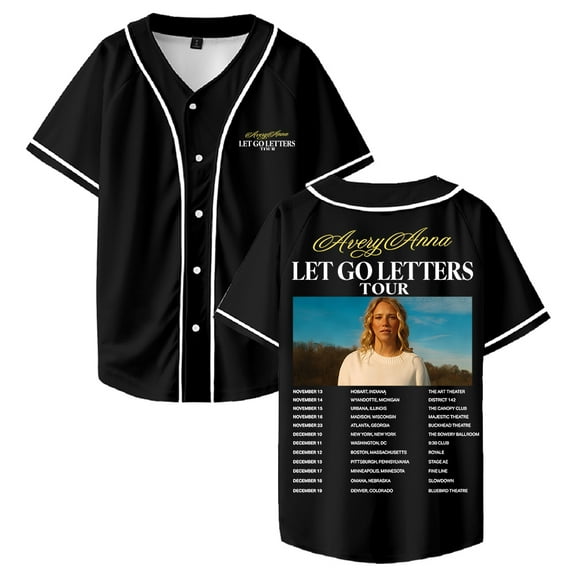 Avery Anna Let Go Letters Tour Baseball Jersey Short Sleeve Button-up Shirts Men Women Streetwear Tops
