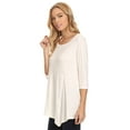 thumbnail image 3 of Women's Trendy Style 3/4 Sleeves Button Trim Solid Top, 3 of 4
