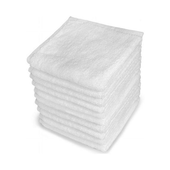 Pacific Linens Soft Absorbent 100% Cotton Ring Spun Yarn Wash Cloths, 12 x 12 inch, White, 12 Pack