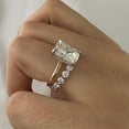 thumbnail image 2 of SOLITAIRE JEWELS 3Ct Elongated Cushion Moissanite Diamond Two Stone Hidden Halo Engagement Ring Set Solid 10k Two Tone Gold, 2 of 6