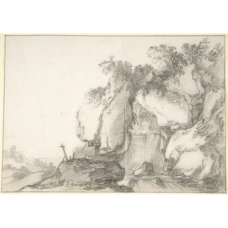 Rocks Overgrown with Bushes Poster Print by Attributed to Francois van Knibbergen (Dutch 159697–after 1664) (18 x 24)