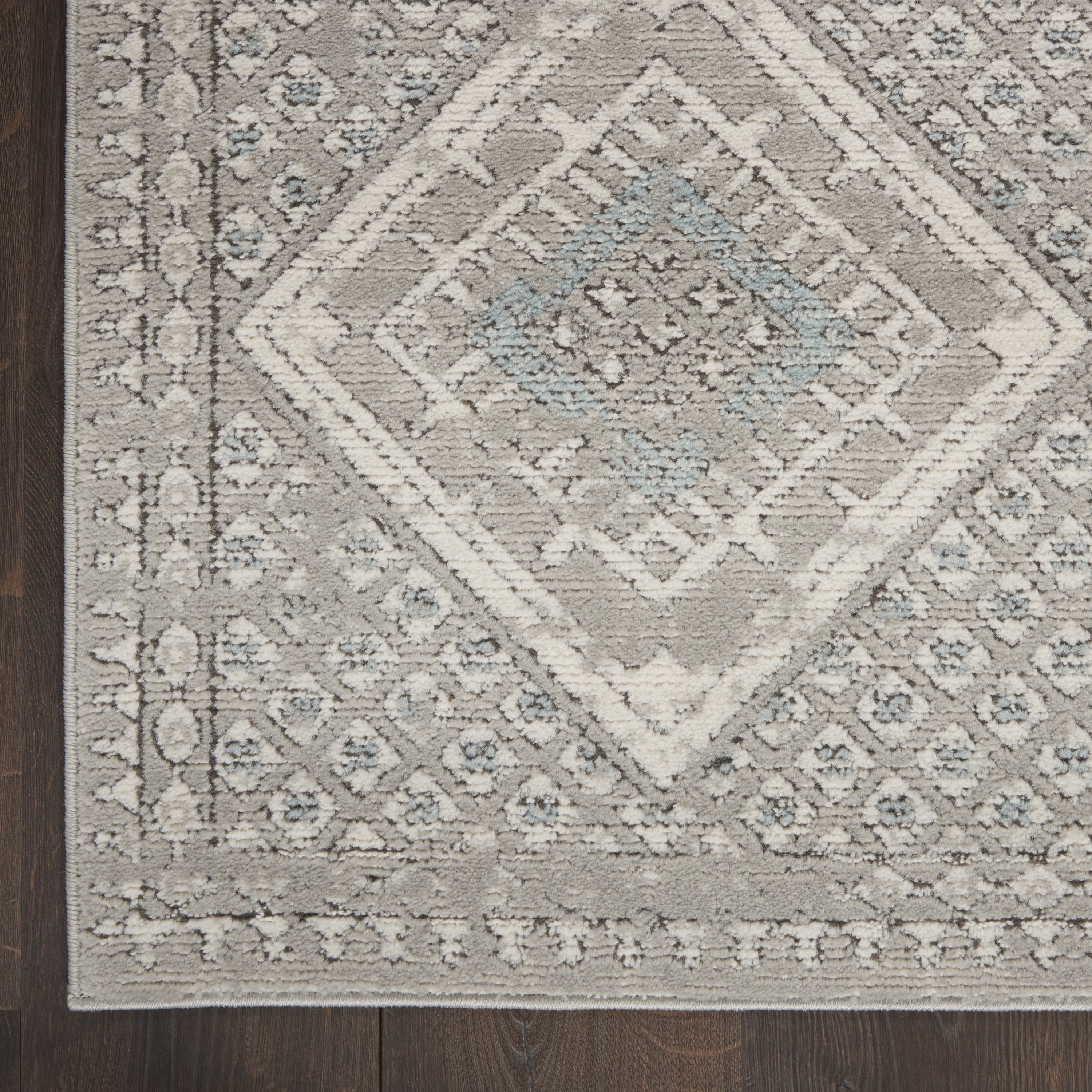 Nourison Concerto Modern Grey/Ivory/Blue 10' x 14' Area Rug, (10x14)