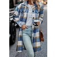 thumbnail image 4 of PRETTYGARDEN Womens Plaid Shacket Jacket Fall Fashion Long Sleeve Button Up Flannel Shirt Winter Clothing Woolen Coats, 4 of 6