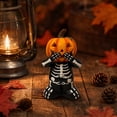 thumbnail image 5 of Set of 3 See No Hear No Speak No Evil Skeleton Pumpkin Figurines Resin Halloween Tabletop Decoration Fall Thanksgiving Home Decor for Mantel Shelf, 5 of 7