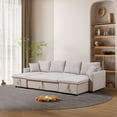 thumbnail image 2 of 113" U-Shape Sleeper Sectional Sofa with Pull-Out Bed, Double Storage Beige, 2 of 5