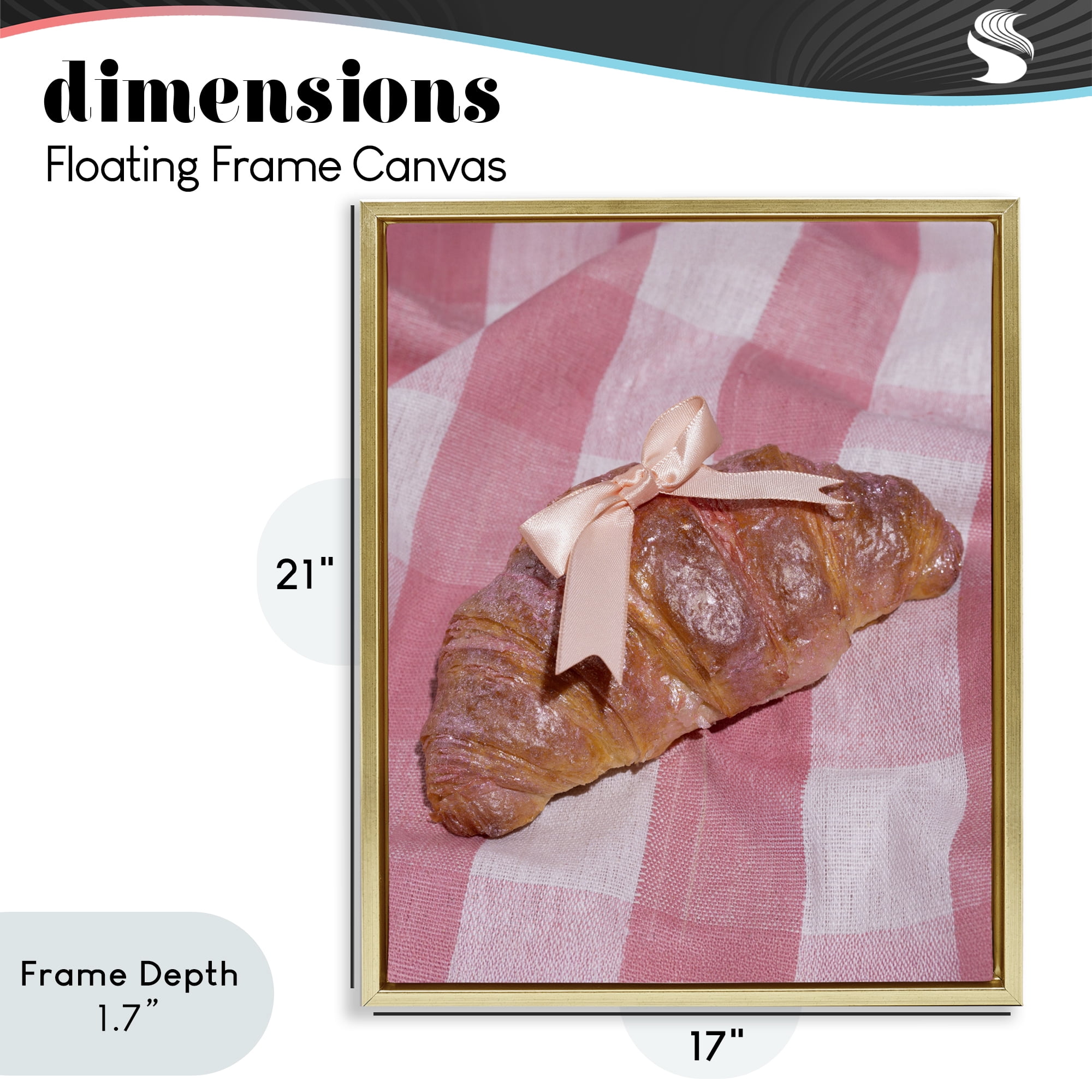 Stupell Industries Glam Ribbon Croissant Gold Framed Floater Canvas Wall Art, design by LISH Creative