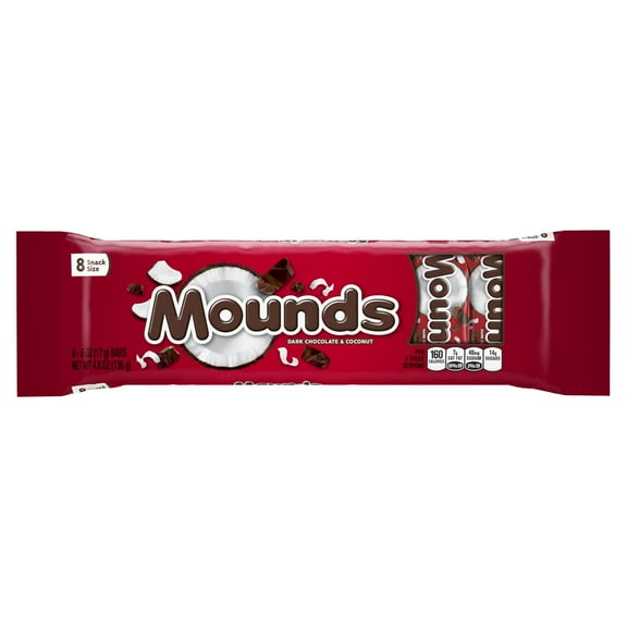 Mounds Snack Size Candy Bars, 4.8 Oz., 8 Count