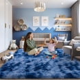 thumbnail image 2 of ZENELESS 9'x12' Tie-Dye Blue Plush Shaggy Rug, Extra Large Soft Indoor Modern Fluffy Carpet for Stylish Home Decor, 2 of 7