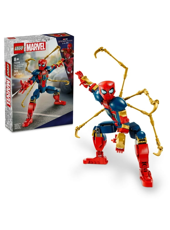 LEGO Marvel Iron Spider-Man Construction Figure, Super Hero Marvel Toy for Kids, Posable Spider-Man Action Figure with Armor, Buildable Toy Model, Gift for Boys and Girls Ages 8 and Up, 76298
