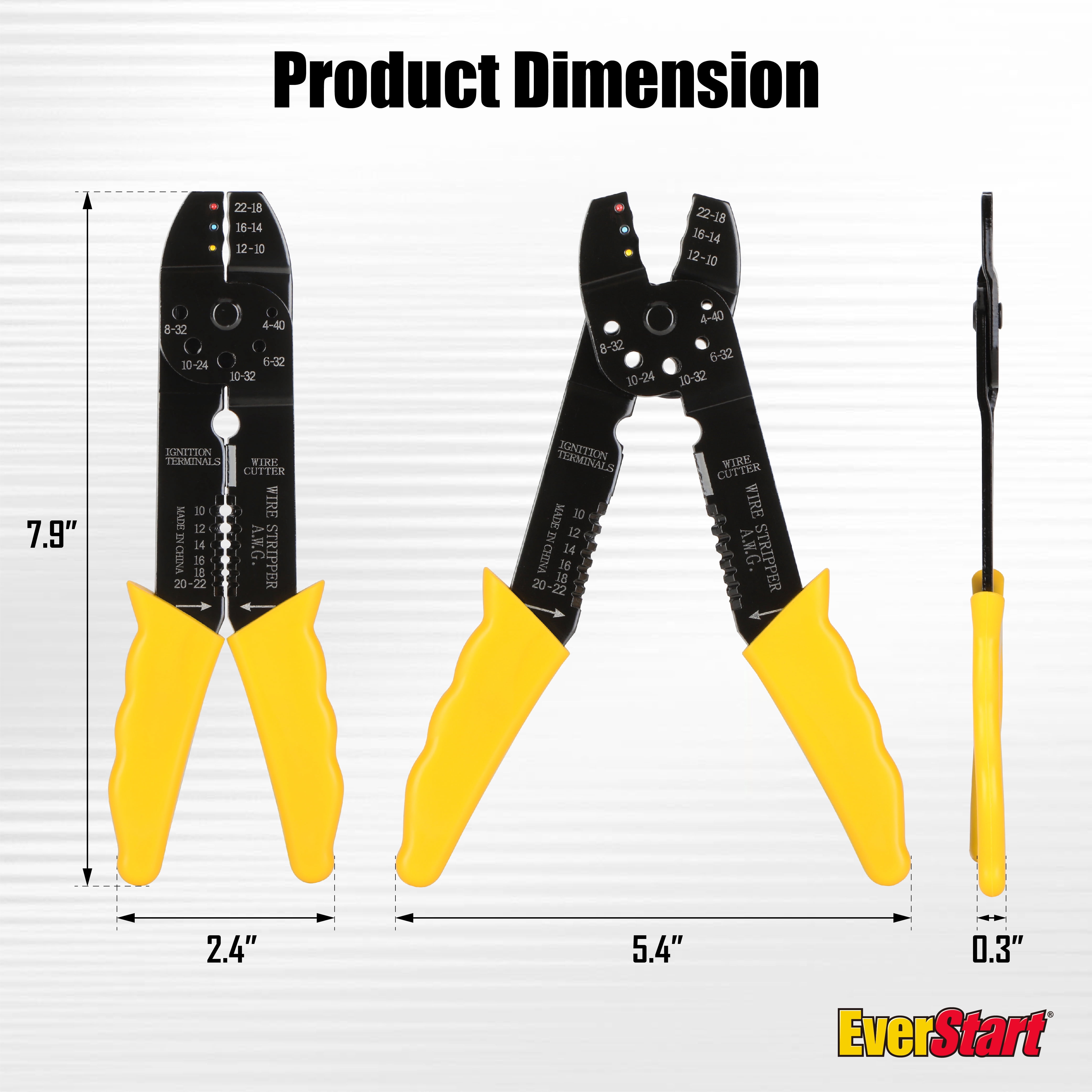 EverStart 3-in-1 Self-Adjusting Wire Stripper/Crimper/Cutter, 10–22 AWG