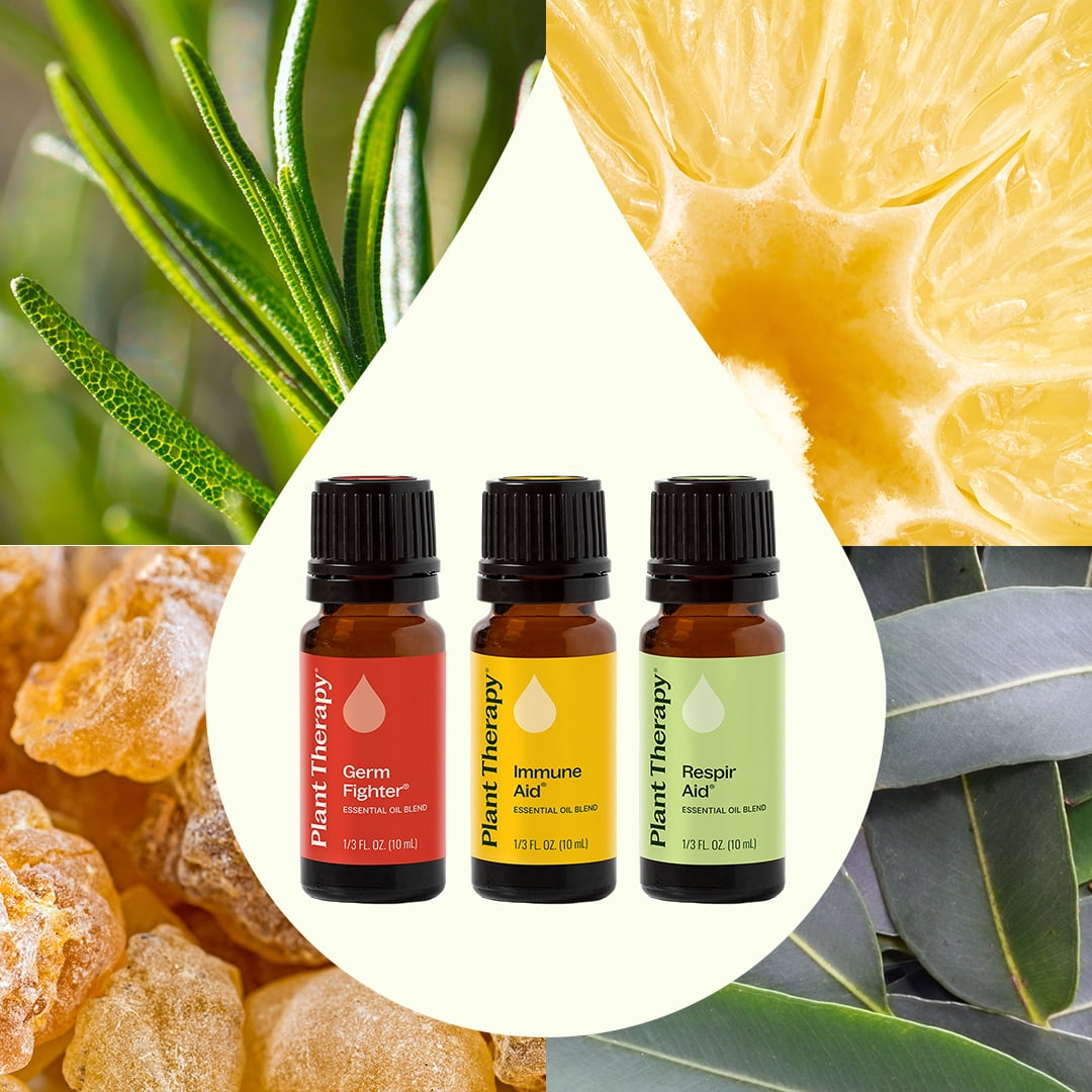 Plant Therapy Wellness Sampler Set - Immune Aid, Germ Fighter & Respir Aid - Pure Essential Oils for Seasonal Threats