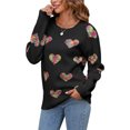 thumbnail image 1 of VISgogo, suéter de punto de manga larga para mujer, cuello redondo, patrón de corazones coloridos, prendas de punto holgadas, suéter de ganchillo informal para mujer VISgogo moda, 1 of 9