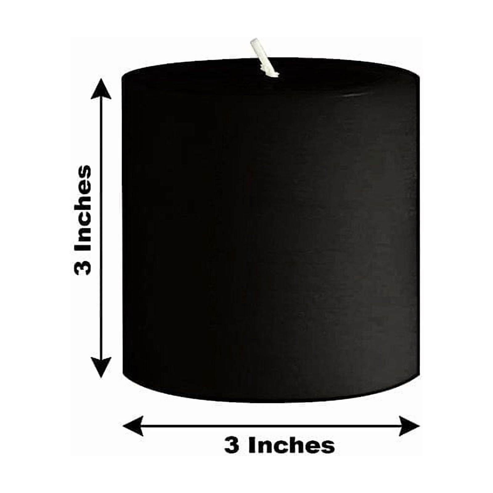 Balsa Circle 6 Black 3x3 in Dripless Round Unscented Wax Pillar Candles Party Wedding Reception Centerpieces Event Home Decorations Supplies