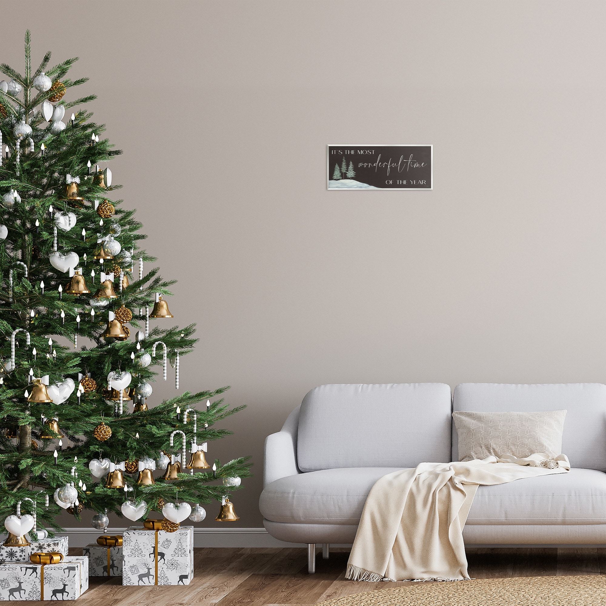 Most Wonderful Time Holiday Phrase Snowfield Trees Inspirational Graphic Art Unframed Art Print Wall Art