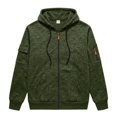 thumbnail image 7 of FENGYOU Mens Heavyweight Fleece Lined Zip Up Hoodie Loose Fit Hooded Sweatshirt Multi Pocket Casual Jacket Outerwear Army Green L, 7 of 7