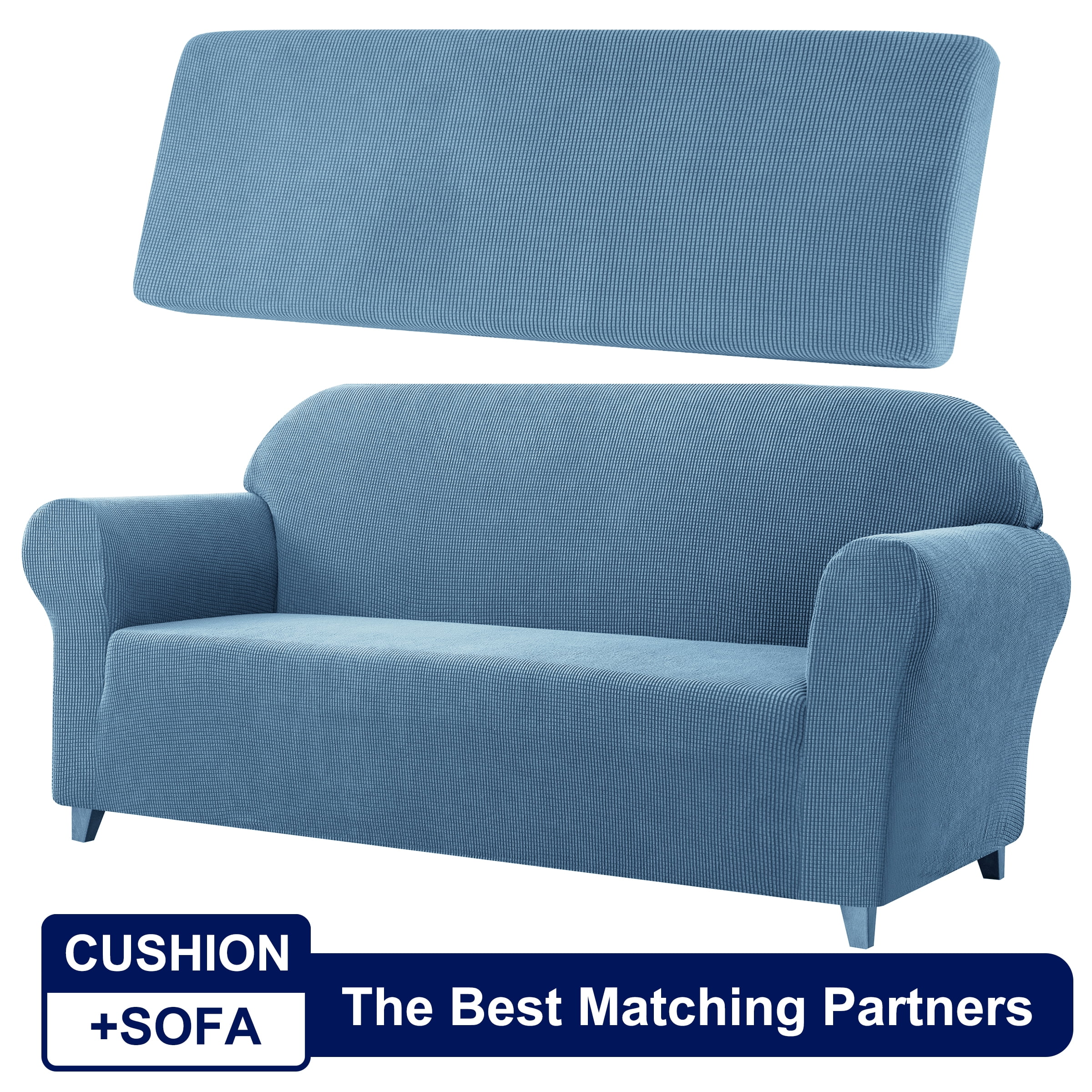 Subrtex Sofa Cover 1 Piece Slipcover with extra Stretch Cushion Seat Cover, Sofa, Denim Blue