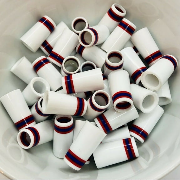 Iron Ferrules (White w/ Blue & Red Rings) 1”