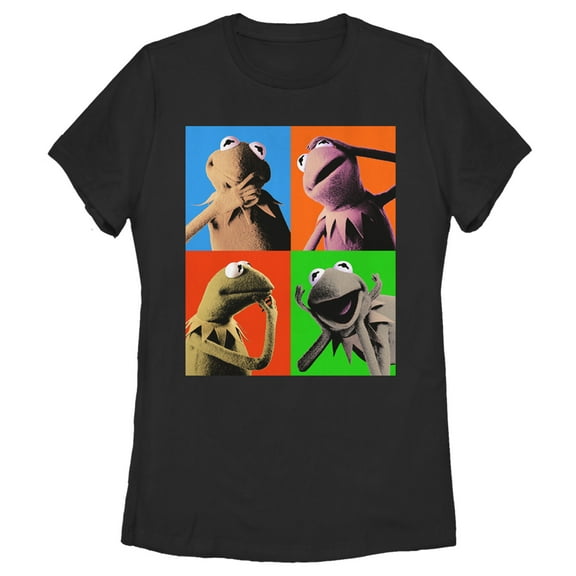 Women's The Muppets Kermit Pop Art Graphic Tee Black Medium