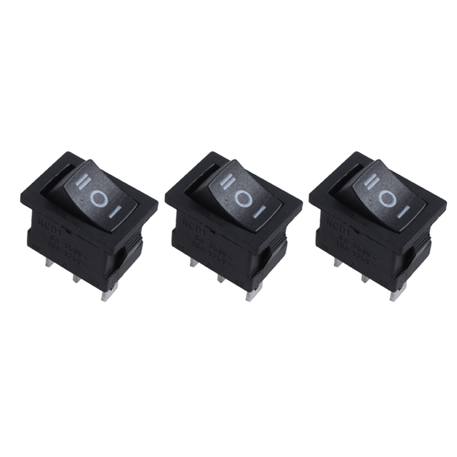 3X SPDT ON-OFF-ON 3 Position Snap in Boat Rocker Switch AC 250V/6A 125V/10A