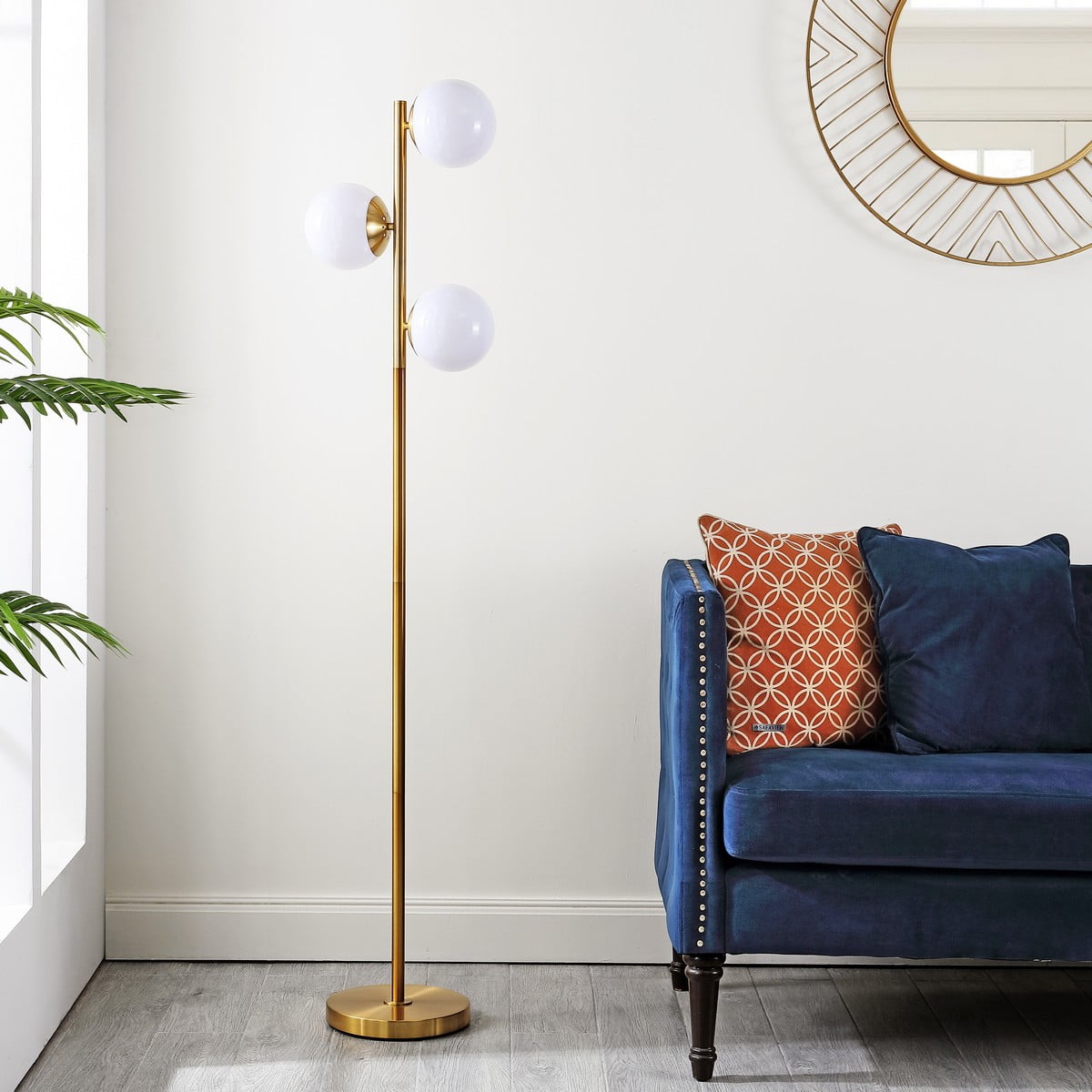 SAFAVIEH Devlyn 63 in. Mid-Century Floor Lamp, Brass Gold