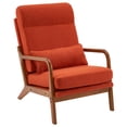 thumbnail image 1 of High Back Solid Wood Armrest Backrest Iron Frame Linen Indoor Leisure Chair Burnt Orange Color, 1 of 9