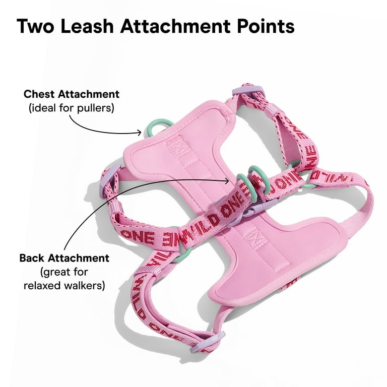 pinkdog様 Wild One Adjustable Cushioned Step-In Dog Harness, Bubblegum Pink