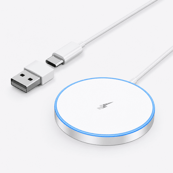 WTUHU Magnetic Wireless Charger 15W Fast Mag-Safe Charging Pad for iPhone 17/16/15 /14/13/12 Series AirPods 3/2/Pro/Pro 2, White