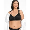 thumbnail image 6 of WingsLove Front Fastening Bras for Women Minimizer Wireless Non Padded Full Coverage Back Support Plus Size Bras (Black,42DD), 6 of 7