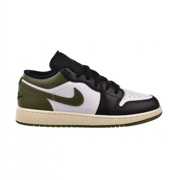 Big Kid's Jordan 1 Low Black/White-Medium Olive (553560 092) - 6.5