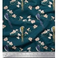 thumbnail image 3 of Soimoi Blue Cotton Duck Fabric Floral & Paradise Whydah Bird Print Fabric by the Yard 58 Inch Wide, 3 of 3