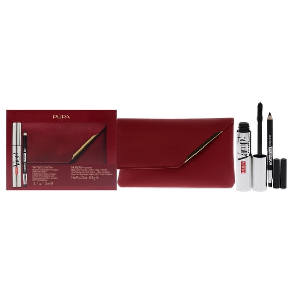 Pupa Milano ¡Vampiro! Extreme Mascara 0.40 oz 010 Black y 0.03oz Multiplay Eye Pencil 09 Black Conjunto 3 Pc