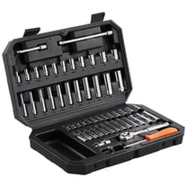 1/4 Inch Drive Socket and Ratchet Set, 54-Piece Tool Kit with SAE and Metric Sockets, Deep and Standard 6-Point Sockets, 5/32-9/16 Inch & 4-14 mm, Includes Accessories & Storage Case