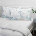 thumbnail image 4 of Coastal Body Pillow Cover, Pillowcase Protectors with Zipper, Breathable Decorative Throw Pillow Case Cover, Turquoise Blue Turtle Starfish Coral Jellyfish Pillow Shams for Couch Sofa 24x36Inch, 4 of 8