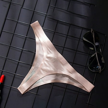 

Gyouwnll Sleepwear For Womens Pajamas For Women Fashion Female Underwear Transparent Ice Silk Low Waist Seamless T-Thong