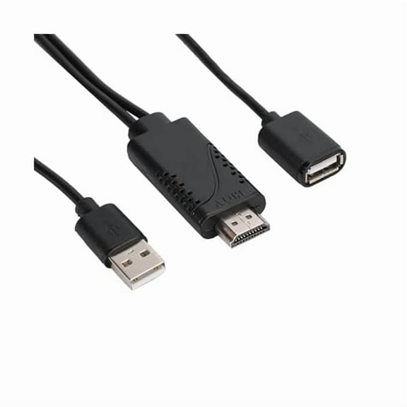 2 in 1 1080P USB to HDMI Adapter, USB Female to HDMI Male, 1M Cable, Black